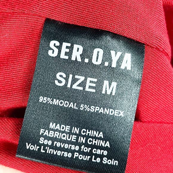 Ser.O.Ya Echo Bodysuit Red Crisscross Strap Open Back Sleeveless Sz M - Picture 11 of 11